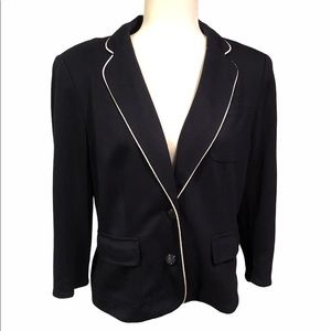 Navy Blue blazer with white piping Sz L